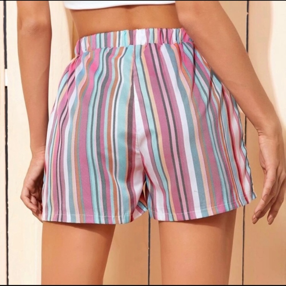 ❤️NewSHEIN Multi-Color Striped Drawstring Shorts💜 - Picture 2 of 8